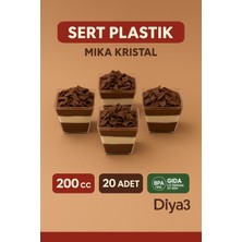 DİYA3 20'li 200CC Kübik Prizma Mika Magnolya Kase Plastik Tatlı Sunum Kabı Dondurma Puding Meze Salata Cup