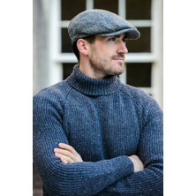 Eleven Markets Kışlık Kaşe Şapka Yün Düz Renk Spor London Kasket -Gri Çizgili