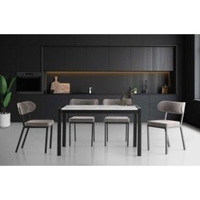 VRL Mobilya Adele Mutfak Masası Pandora Metal Sandalye Takımı