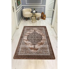 Dolce Mariee Parlak Kadife Kumaş Dijital Baskı Klasik Desenli Dot Kaymaz Tabanlı Halı H0086