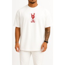 Bahriyeli Collection Oversize Rock And Roll Göğüs Baskılı Unisex T-Shirt
