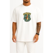 Bahriyeli Collection Oversize Garage Araç Tamir Servisi Custom Part Göğüs Baskılı Unisex T-Shirt