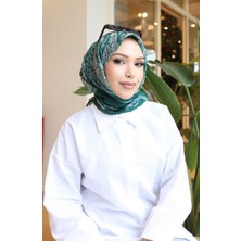 Desenli Pamuklu Koza Eşarp 70337-06 Zümrüt Yeşili