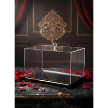 Adenz Bohça Çeyiz Nişan Kutusu Gold- Damat Gelin Bohçası Şeffaf Pleksi