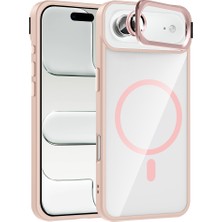 Tredonim iPhone 17 Air Kılıf Standlı ve Kamera Lens Hediyeli M-Safe Şarj Özellikli Zore Etro Kapak - Pembe