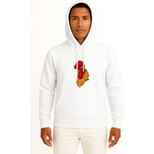 Bahriyeli Collection Kapüşonlu Horoz Kırmızı Kafa Göğüs Baskılı Unisex Sweatshirt