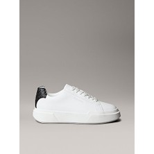 Calvin Klein Kadın Beyaz Chunky Cupsole Laceup Sneaker Düz Tabanlı Modern Tasarım