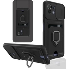 Eco Port Xiaomi Mi 11 Lite Kılıf Zuma Kartvizitli Yüzüklü Silikon - Siyah