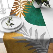 Güzel Mağaza Soyut Desenli Dijital Baskı Dikişli Dikdörtgen Masa Runner