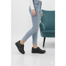 Doçka Kadın Yumuşak Iç-Dış Hakiki Deri Ortopedik Spor Tarz Günlük Cırtlı Ayakkabı NH25/MA450