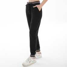 Asn Concept Beli,paçası Ribanalı Kadın Siyah Renk Eşofman Altı (Büyük Beden Seçeneğiyle)