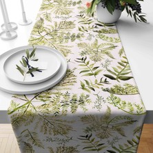 Güzel Mağaza Bitki Desenli Dijital Baskı Dikişli Dikdörtgen Masa Runner