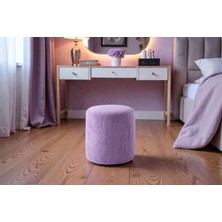 FRAMGAN Teddy Düz Puff - Yuvarlak Puf – Makyaj Masası Pufu - Dekoratif Ayak Uzatma Pufu