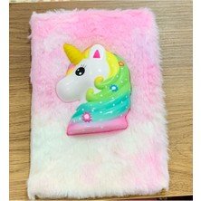 Meyra Accessories 1 Adet Sevimli Silikon Sukuşili Çizgili Defter Peluş Sukuşili Defter