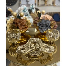 CITY gold 3 Parça Pirinç Gold Dekoratif Aksesuar Seti Salon Takımı