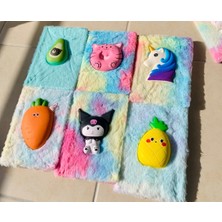 Meyra Accessories 1 Adet Sevimli Silikon Sukuşili Çizgili Defter Peluş Sukuşili Defter