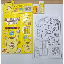 Meyra Accessories Sanrio Kawaii Kırtasiye Boyama Seti Boyama Kartı Silgi Kalem Traş Kuromi My Melody Cinnamorol Pompop