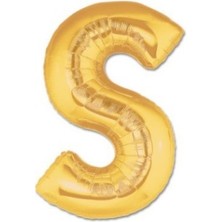 MerveliSait S Harfi Gold Folyo Balon