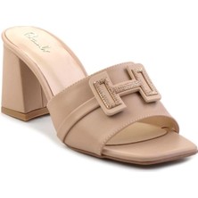 Colezium Erew Bej Cilt Topuklu Terlik