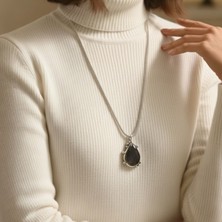 Sevil Gülgün Atelier Özel Tasarım Herringbone Zincir ve Damla Taş Kolye - Altın/gümüş Renk