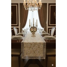 Rona Home Papatya Desenli Güpürlü Runner Beyaz Ince Kenarlı – Şık Masa Dekoru Gelin Evi Çeyizlik Masa Runnerı