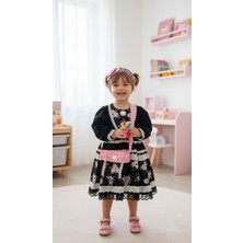 HC Kids Wear Kız Çocuk Siyah Çiçekli Elbise