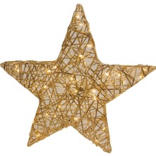 Okavango Yapay Noel Dekoru 45 cm Büyük LED Işıklı Altın Yıldızlı Noel Dekorasyonu Yılbaşı Süsü Yılbaşı Hediyeleri