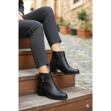 Fort 30342 Rahat Taş Toka 5 cm Topuk Yüksekliği Sıcak Astar Kadın Bot