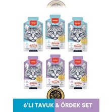 Wanpy Tavuk & Ördek Eti Çorbası Kedi Ödül Maması Seti 6x50 gr