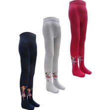 Bross Balerin Desen Kız Çocuk Külotlu Çorabı Açık Gri