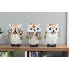 Elifeshop Feng Shui Görmedim Duymadım Bilmiyorum 3’lü Baykuş Biblo Seti 10 Cm. Dekoratif Ev & Ofis Hediyesi