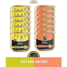 Reflex Plus Alutray Pate Organik Somonlu & Kuzu Etli ve Bal Kabaklı Mini ve Küçük Irklar İçin Yetişkin Köpek Maması Seti 12x85 gr