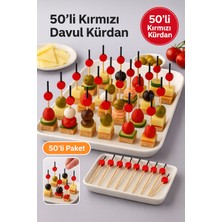 Toyfest 50’li Kırmızı Yuvarlak Davul Kürdan 12 cm – Parti, Sunum, Kanape, Kokteyl ve Peynir Tabağı İçin Dekoratif Kürdan