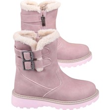 Cool Buckle Siyah & Pudra Fermuarlı Uzun Kız Çocuk Bot