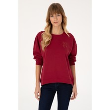 U.S. Polo Assn. Kadın Koyu Frambuaz Bisiklet Yaka Sweatshirt 50307787-VR104