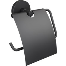 Conta Mat Siyah Paslanmaz Pirinç Kapaklı Tuvalet Kağıtlığı – Duvara Monte Wc Kağıt Tutucu | Şık & Hijyenik Tasarım