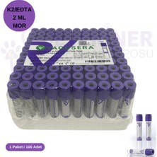 Vacusera Vakumlu K2 Edtalı Tüp 2 ml 100 Lü Paket - Mor Kapak