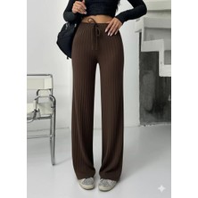 Colezium Fitilli Şardonlu Pantolon Kahve