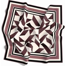 Violla Twill Geometrik Desenli Pudra Renkli 90X90 Eşarp (Ipek Içermez) Kenar Dikiş Şekli El Dikişli