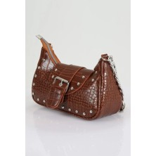 My Vintage Bony Zımbalı Timsah Desenli Kol Çantası