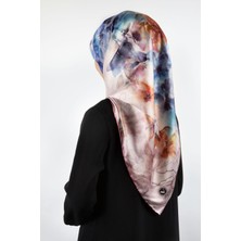 Violla Kirstal Sulu Boya Çiçek Desenli Lila Renkli 90X90 Eşarp (Ipek Içermez) Kenar Dikiş Şekli El Dikişli
