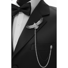 Gümüş Oksit Renk Renk Kartal Ceket & Damatlık & Blazer Zincirli Yaka Aksesuarı