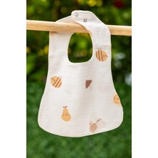 Organik Pamuk 4 Katlı Meyve ve Hayvan Desen Müslin Önlük