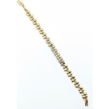 Lovira Noktalı Işıltı Taşlı Sıra Bileklik - Altın Kaplama