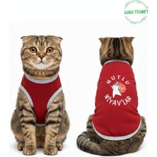 Gobo Mutlu Miyav'lar Yılbaşı Temalı Kedi ve Köpek Kıyafeti Elbisesi Noel Tasarımlı