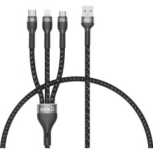 Ottonova Siyah ​shira Serisi 3 In 1 USB Kablo 30CM