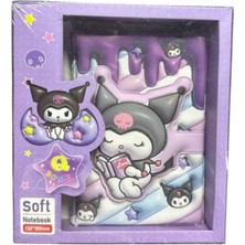 Kuromi Sukuşi Squishy Mıknatıs Yumuşak Kapak Çizgili Ayraçlı Spiralli Defter Okul Ofis Lüx Hediyelik