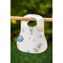 Organik Pamuk Alezli Çift Katlı Uzay Desen Sıvı Geçirmez Müslin Önlük