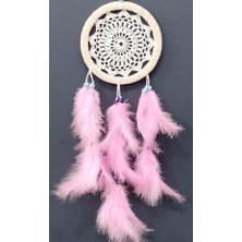 Esranın Dünyası Pembe Kuş Tüylü Dream Catcher El Yapımı Rüya Kapanı Duvar Süsü