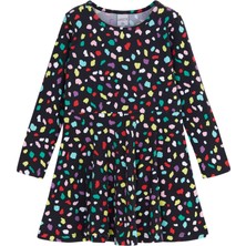 Lovetti Kız Çocuk Cutouts Shape Desen Uzun Kol Elbise